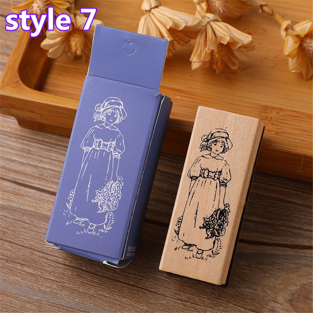 1 sztuk drewniane roślin kwiat dziewczyny Seal Vintage stemple gumowe DIY rzemiosło szycia tłoczenia akcesoria do scrapbookingu: 7