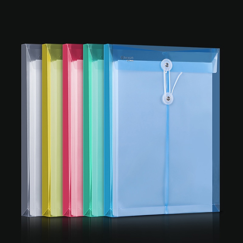 12/24 Pcs A4 Waterproof File Bag Winding Rope File Folder Large Capacity Transparent Portfolio Storage Document Office Supplies