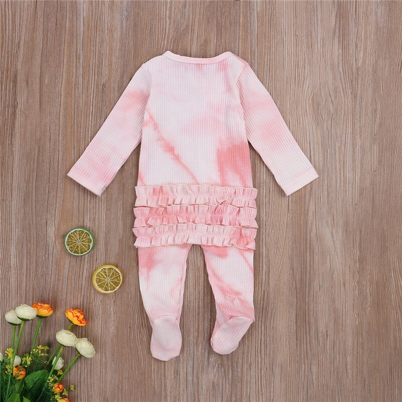 Bébé coton barboteuses à manches longues filles garçons vêtements unisexe cravate teinture volants pyjamas -né bébé chaussures salopette combinaison tenues