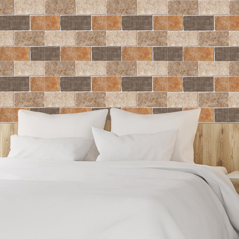 Wood Pattern Wall Tile Stickers Waterproof Retro Pattern Tile Floor Stair Sticker Bathroom Kitchen Decoration