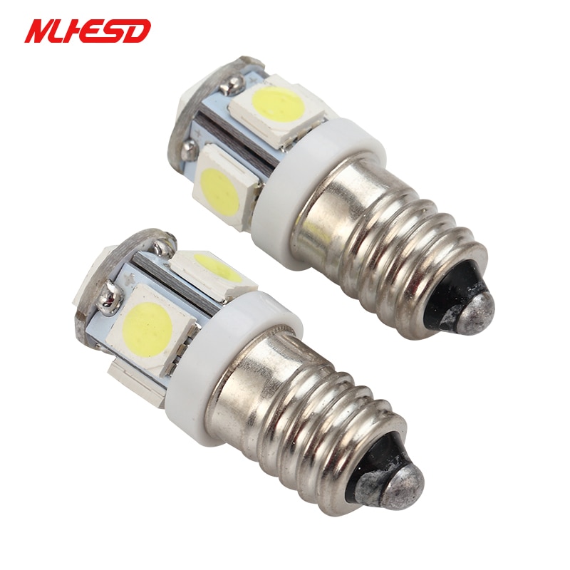 2 stk  dc 6v 6.3v e10 5050 5 smd led lyspære gammel lommelykt flipperspill billys varm hvit blå rød rav grønn rosa