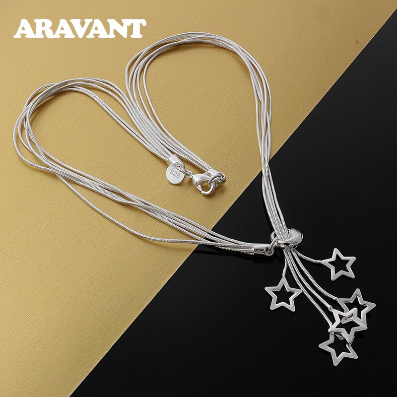 Silver 925 Necklace Hollow Star Necklaces For Women Silver Snake Chain Jewelry Christmas