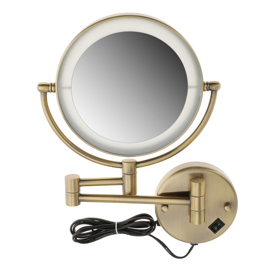 8inch LED Surround Wall Mount Vanity Mirror Swivel Extendable for Makeup Cosmetic Bathroom Shower Shaving Stylish Finished