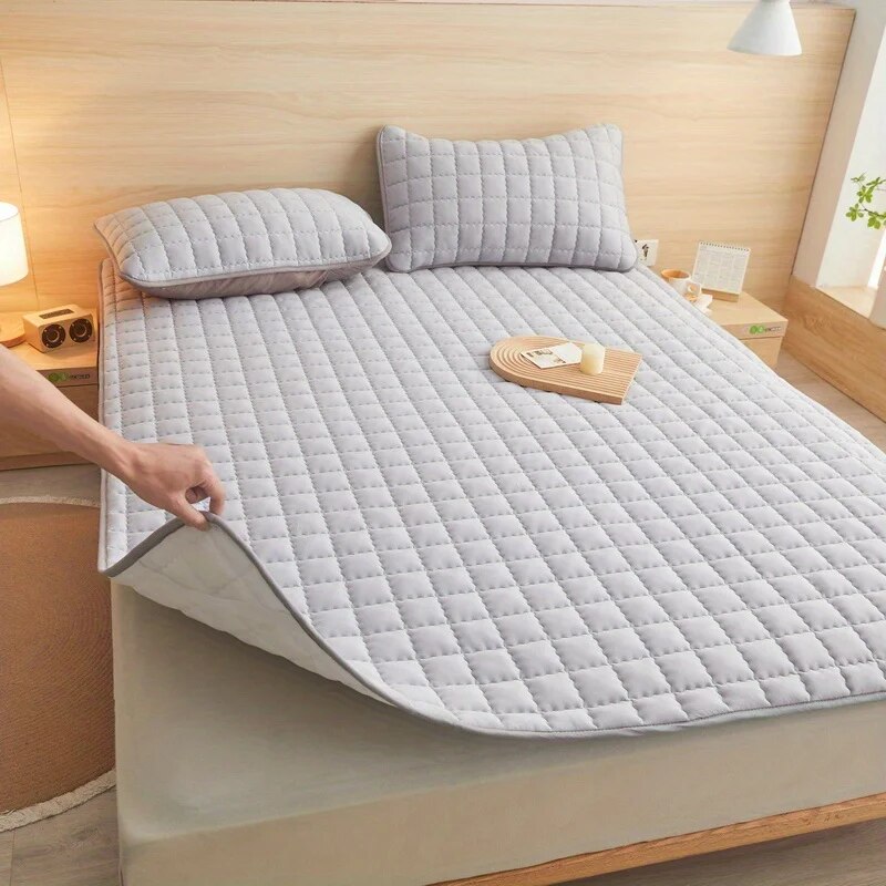 1Pc Waterdichte Zachte Matrashoes, Warme En Zachte Matrasbeschermer, Luierbestendig Opvouwbaar Huishoudelijk Beddengoed (Zonder Pillowcas: US-Twin / Light Grey