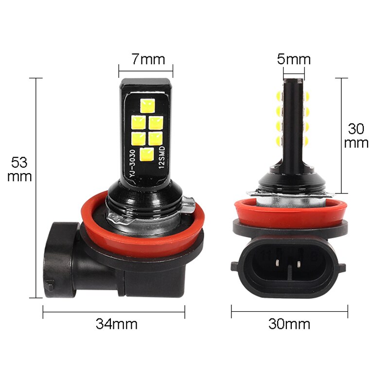 NHAUTP 2Stck H8 H11 LED Auto Nebel Lichter Bernstein/Weiß Farbe Lampen Für Auto FÜHRTE Nebel Lampe DRL 1200Lm 12V