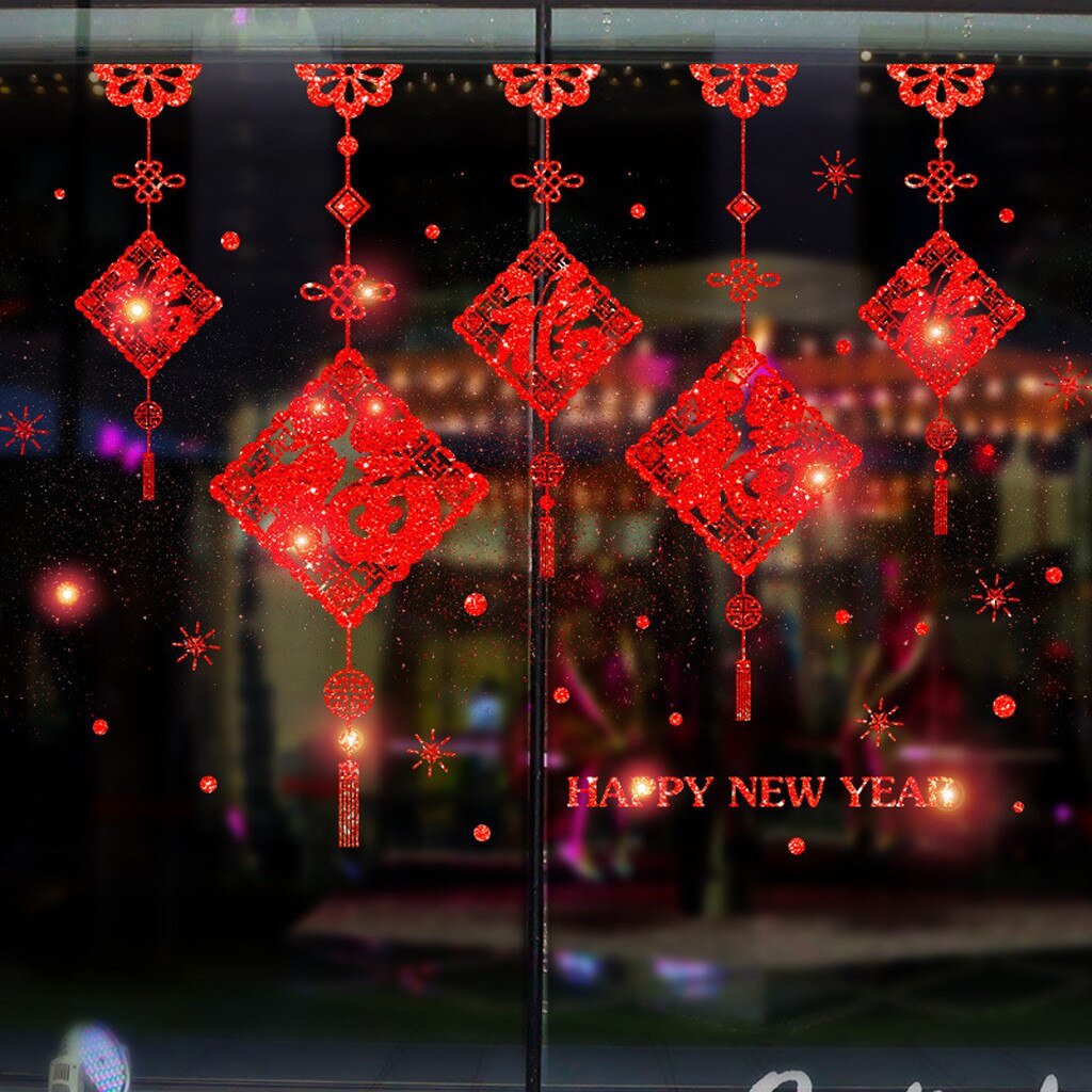 Chinese Year Wall Decal Spring Festival Sticker Fu Character Lantern Red Sticker personality Leisure Convenience practical