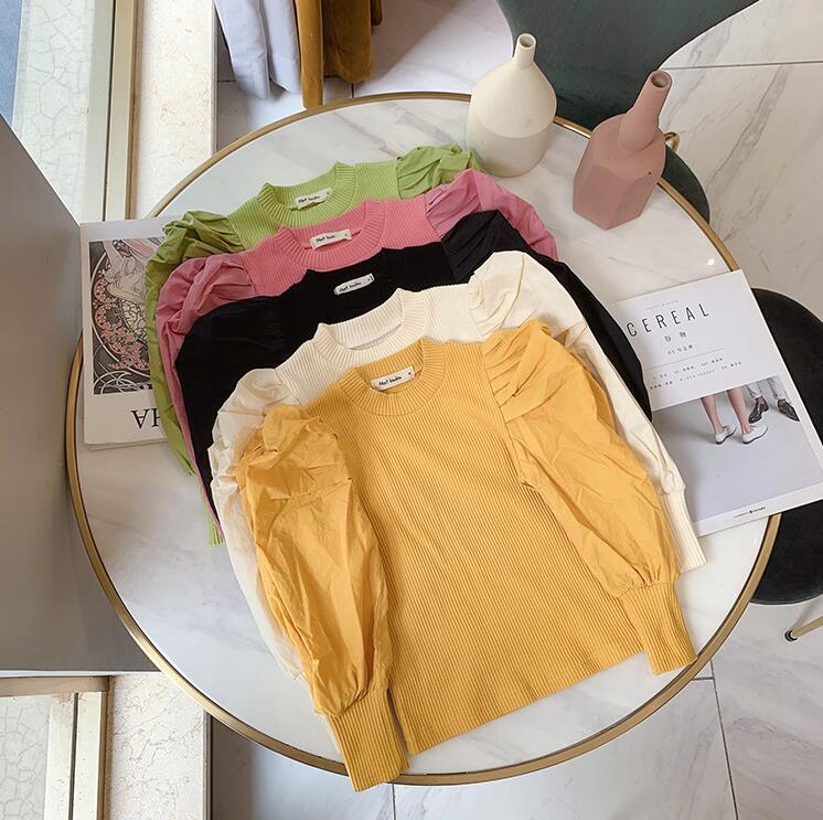 2020 nuove Ragazze balze T-camicia Autunno Del Manicotto di Soffio di Modo Delle Ragazze del Cotone superiore 2-7 anni QW157