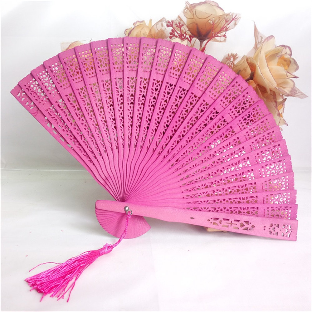 Wedding Hand Fragrant Party Carved Bamboo Folding Fan Chinese Style Wooden Hand Fan Ladies Fans Abanicos Para Boda G815