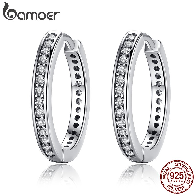 Bamoer 925 Sterling Zilver Cz Eenvoudige Vrouwelijke Oorringen Sieraden Voor Vrouwen Sterling Zilveren Sieraden PAS456