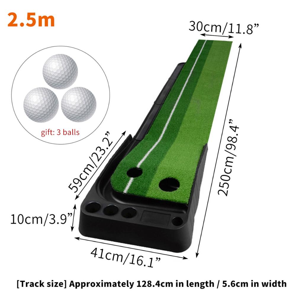 Portable 3m/2.5m Indoor Golf Putting Green Swing Trainer Set Putter Fairway Lawn Golf Training Aids Office Home Mat Accessories: Green