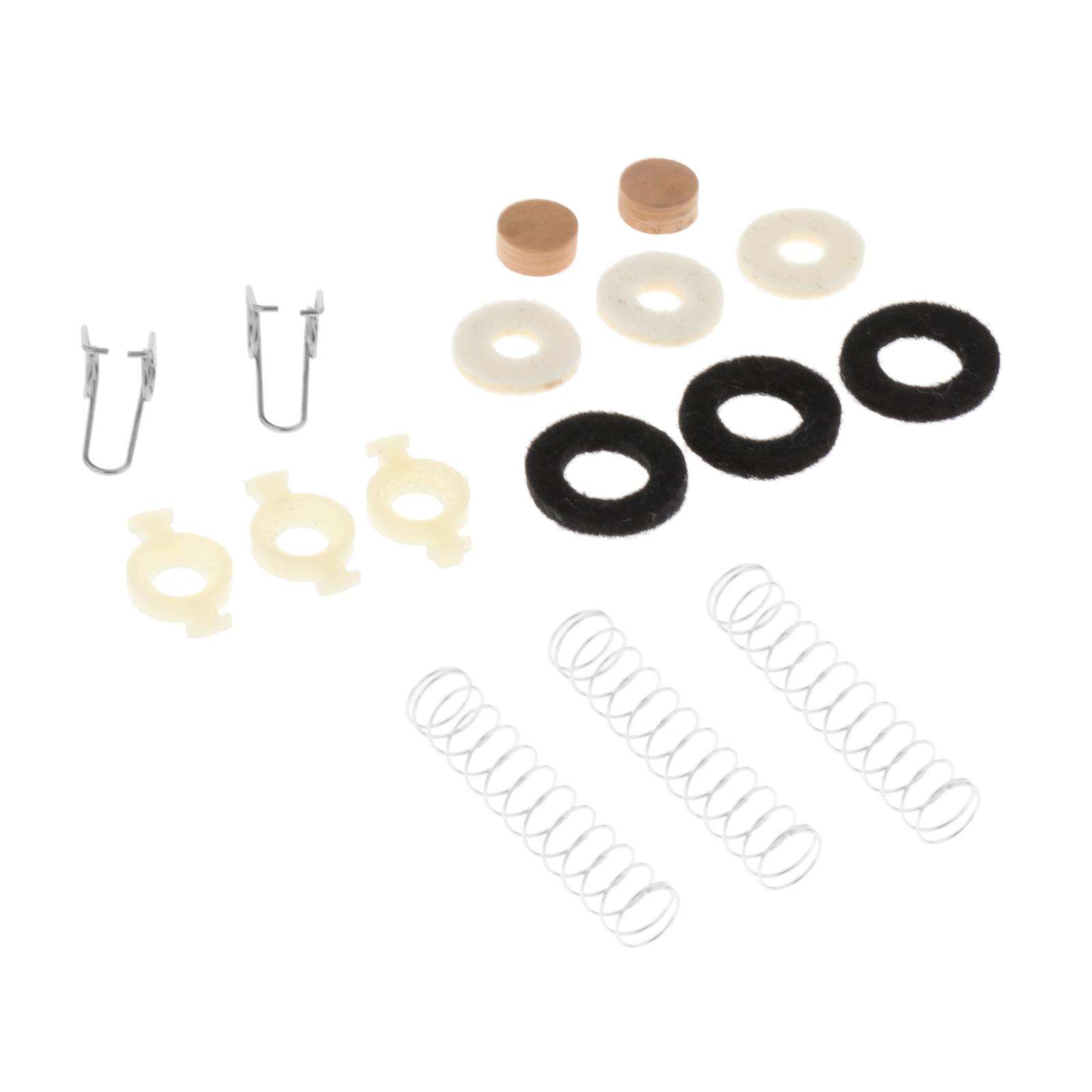 Kit de reparación de pistón de trompeta de 16 piezas, almohadilla de fieltro de resorte, almohadilla de corcho de válvula para Cornet de trompeta, accesorios de repuesto