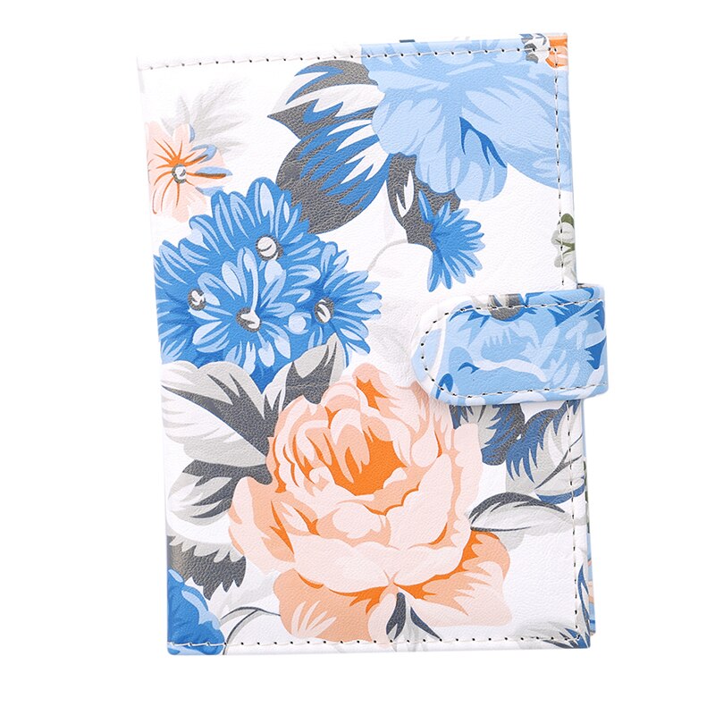 Blume Druck Elegante Frauen Reisepass Abdeckung Taschen Reise Frauen Kreditkarte Halfter Brieftasche Eintrittskarten fallen Veranstalter Tasche: Blau