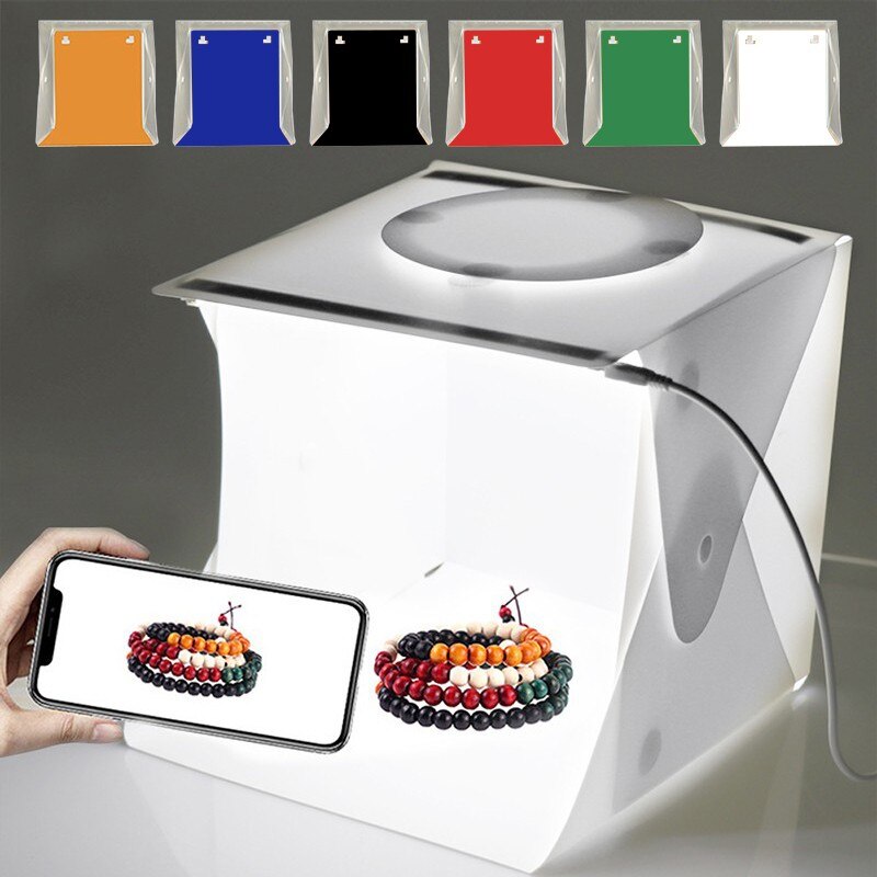 Foldable Lightbox Photography Photo Studio Softbox With LED Panels Backdrops Light Box For DSLR Camera Smartphone 23cm