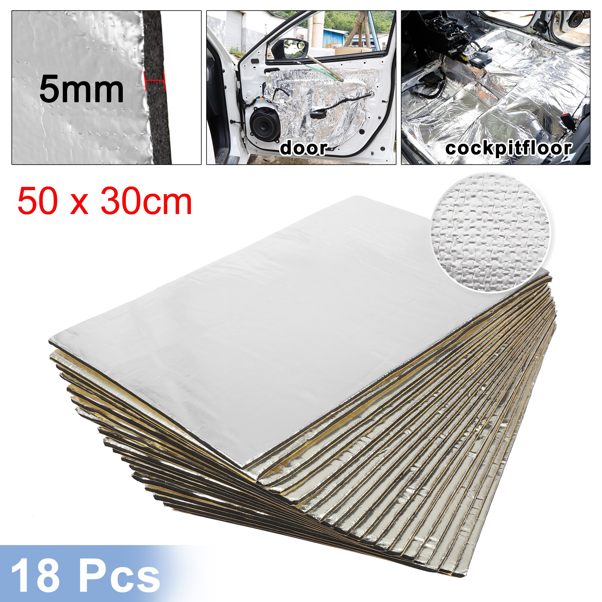 Uxcell-manta isolante de calor e som automotivo, 12 ou 50cm x 30cm, isolamento da temperatura, impermeabilização: 5mm18pcs Alumina
