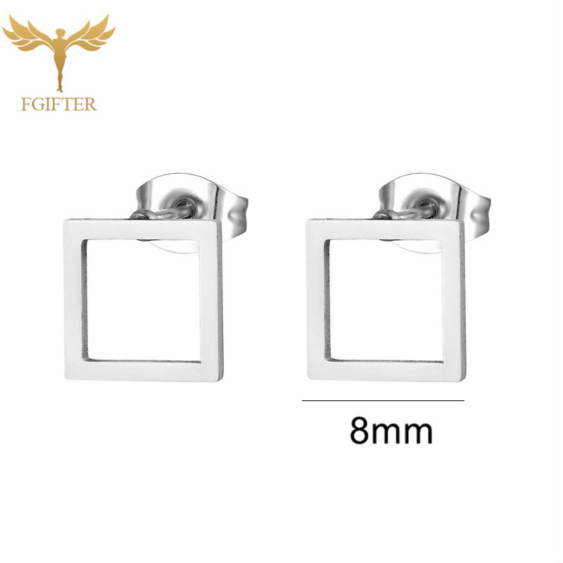 Pendientes minimalistas para hombre y mujer, aretes cuadrados huecos geométricos, accesorio de acero inoxidable, joyería de , 12 pares