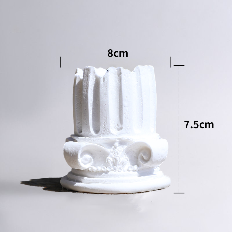 Pilar romano Doric, decoración nórdica de yeso, Mini candelabro de Pilar de yeso para el hogar, pintura de fotografía con sentido de atmósfera: Gris claro