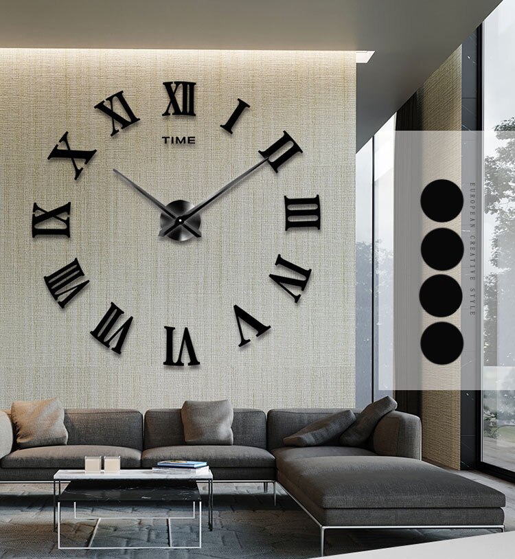 STICKER WALL Watch Clock stickers super large mirror acrylic DIY clock Roman living room bedroom wall mounted clock