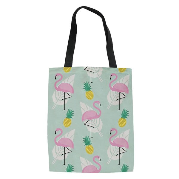 Haoyun dames linnen tassen cartoon flamingo prints patroon boodschappentas meisjes handtas katoenen dame coole canvas boodschappentassen: Cdwx 1939 z 22