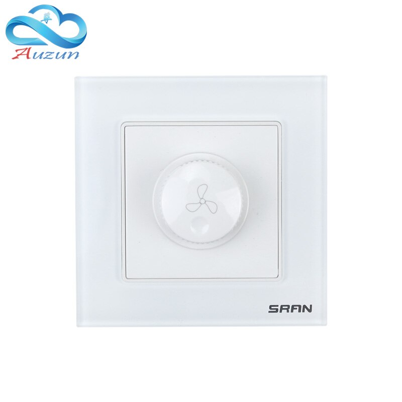 Muur speed reguleren fan switch 220 V gehard glas roestvrij stalen paneel type 86