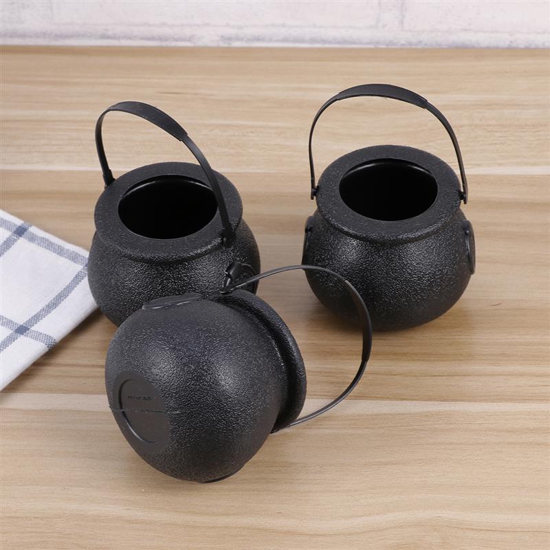10pcs 5x7cm Candy Bucket Witch's Cauldron Trick or Treat Candy Pail Holder (Black)