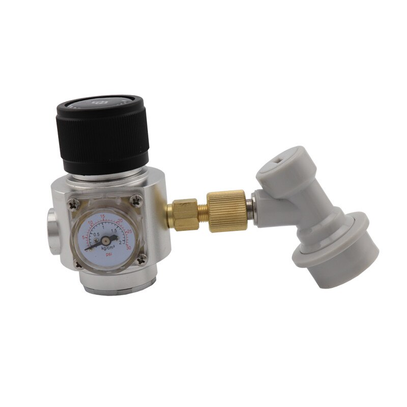 Beer Keg Charger CO2 Dispenser 0-30PSI Mini Gas Regulator Soda Adapter 3/8" to Tr21.4 Gas Ball Lock Disconnect for Homebrewing