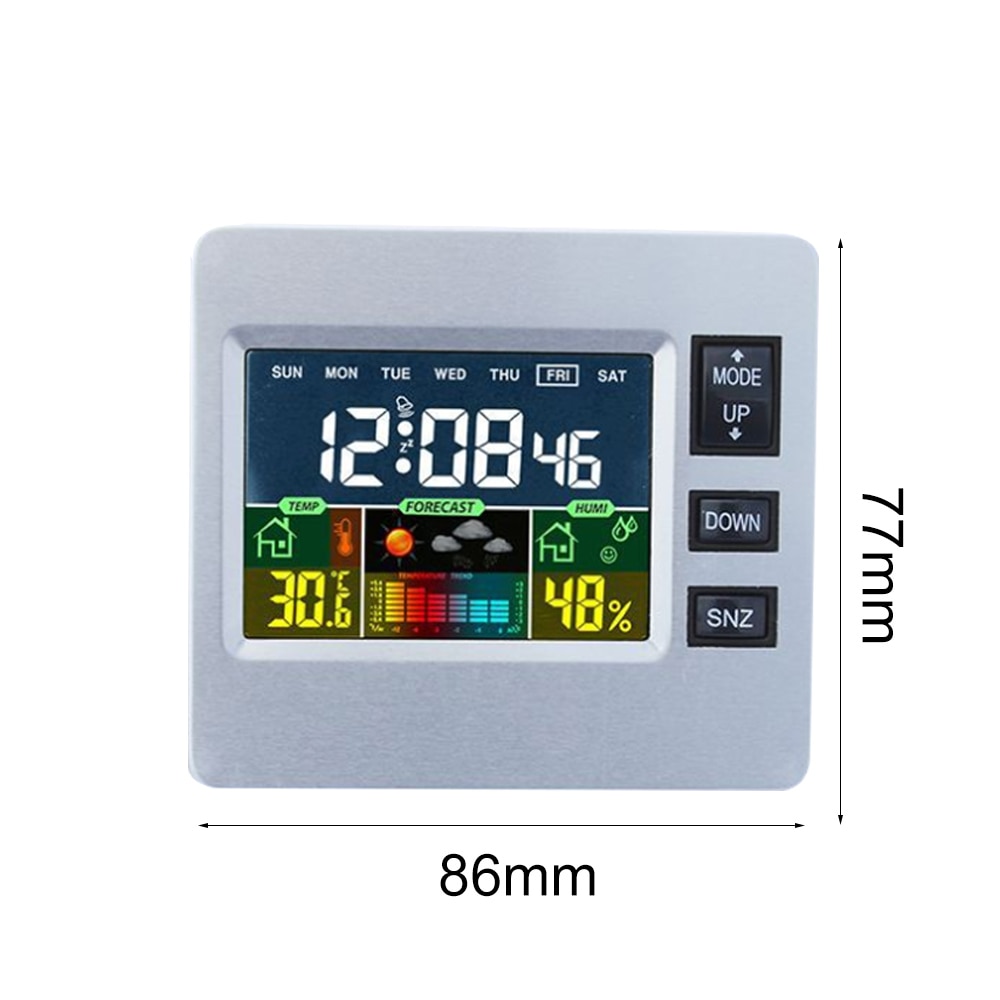 LCD Indoor Digital Thermometer Hygrometer Alarm Clock Calendar Weather Station Desk Clock Temperature Humidity Meter Clock