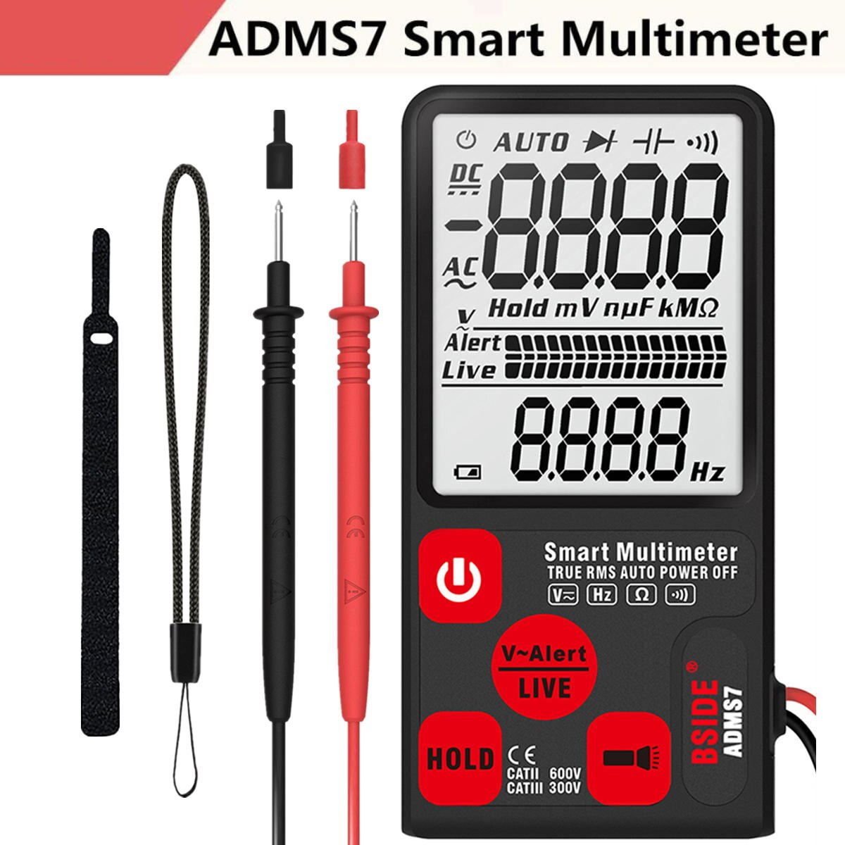 ADMS7 Spannung Tester 3,5 ''Große LCD Digital Smart Multimeter 3-Linie Display TRMS 6000 Zählt DMM mit Analog balken: ADMS7