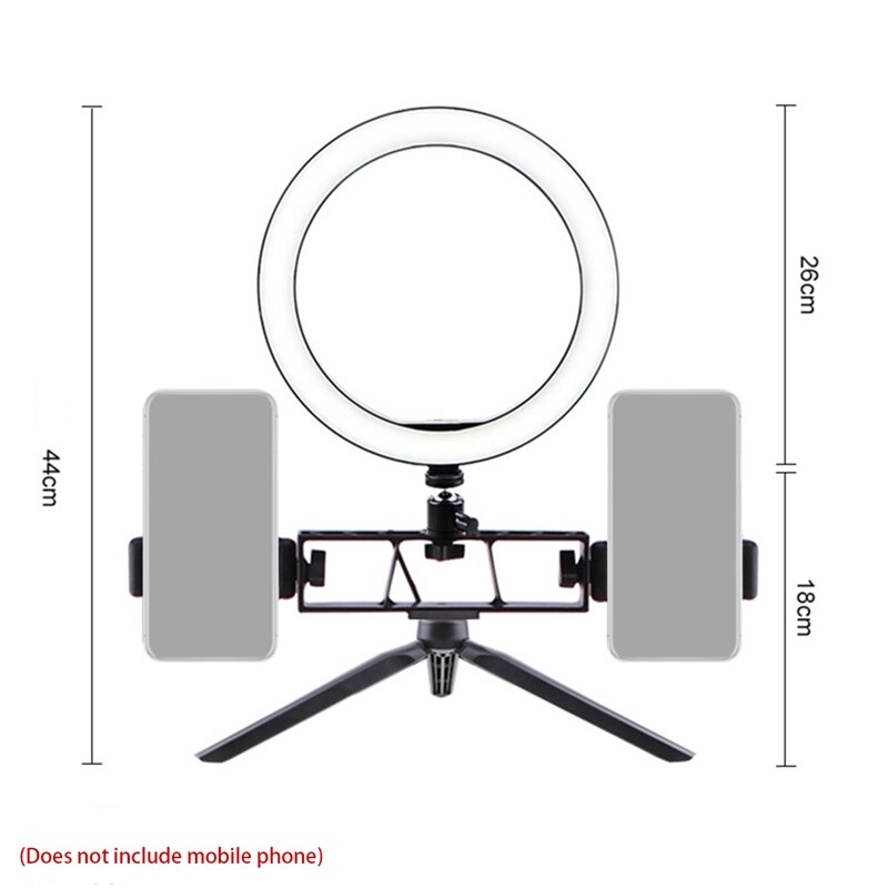 LED Fill Light Bracket, Portable 26cm Ring Light Three-Position Machine Selfie Tripod Video Live Fill Light Bracket