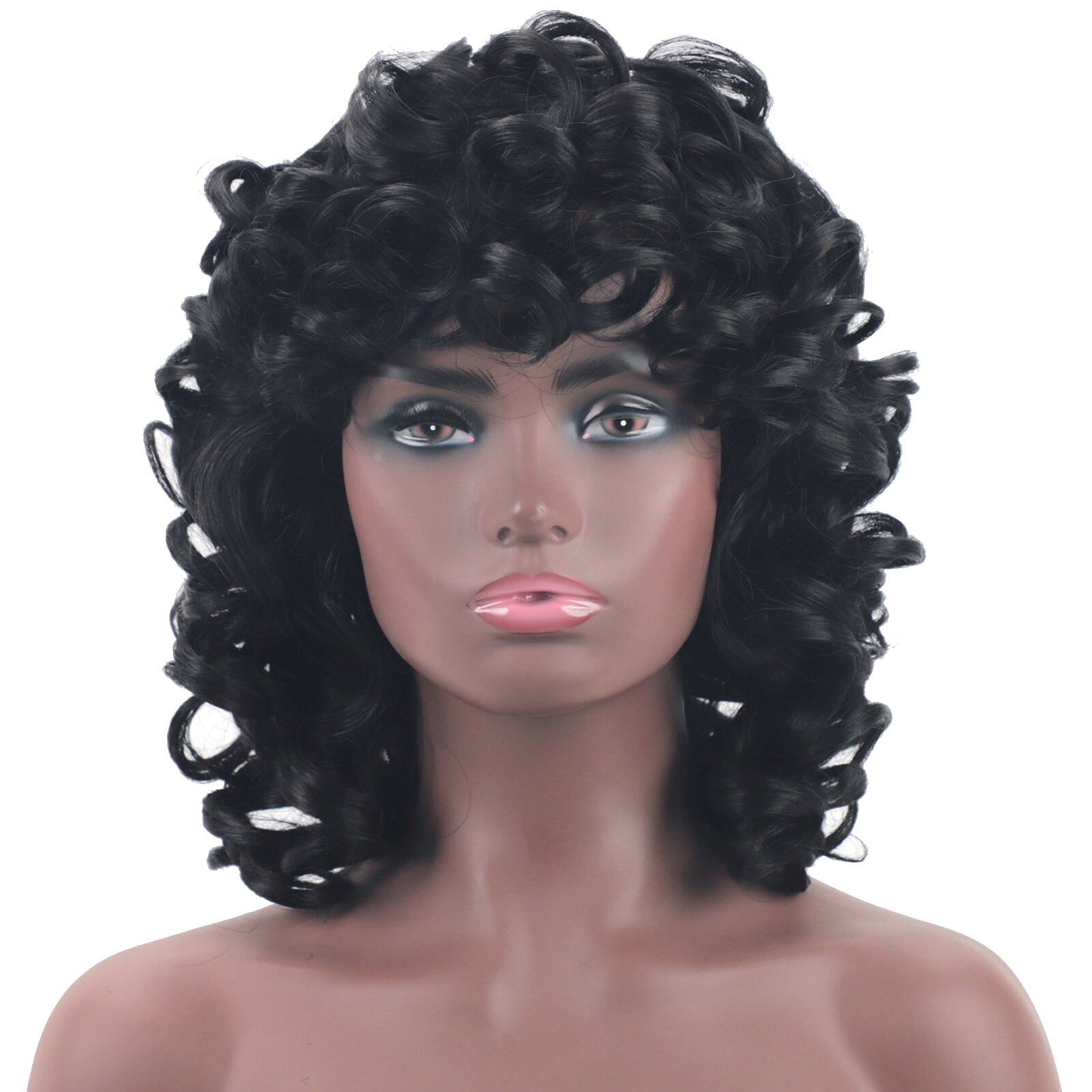 Gnimegil Synthetische Kort Haar Afro Krullend Pruik Met Pony Zachte Pluizige Krullen Wave Schouder Lengte Natuurlijke Pruiken Voor Zwarte Vrouwen