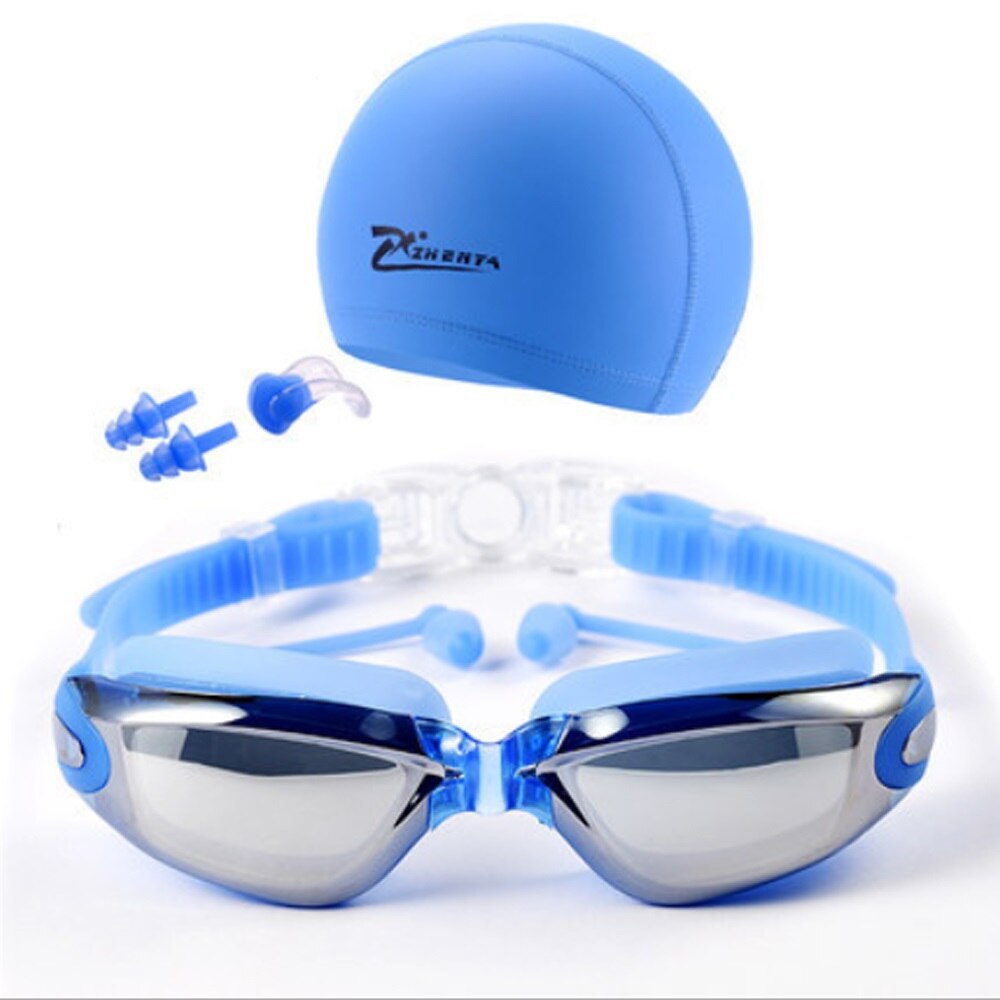 Myopia Swimming Goggles HD shortsighted prescription glasses Acetate Spectacles plating lens adult swim goggles pools swiming: electroplate blue