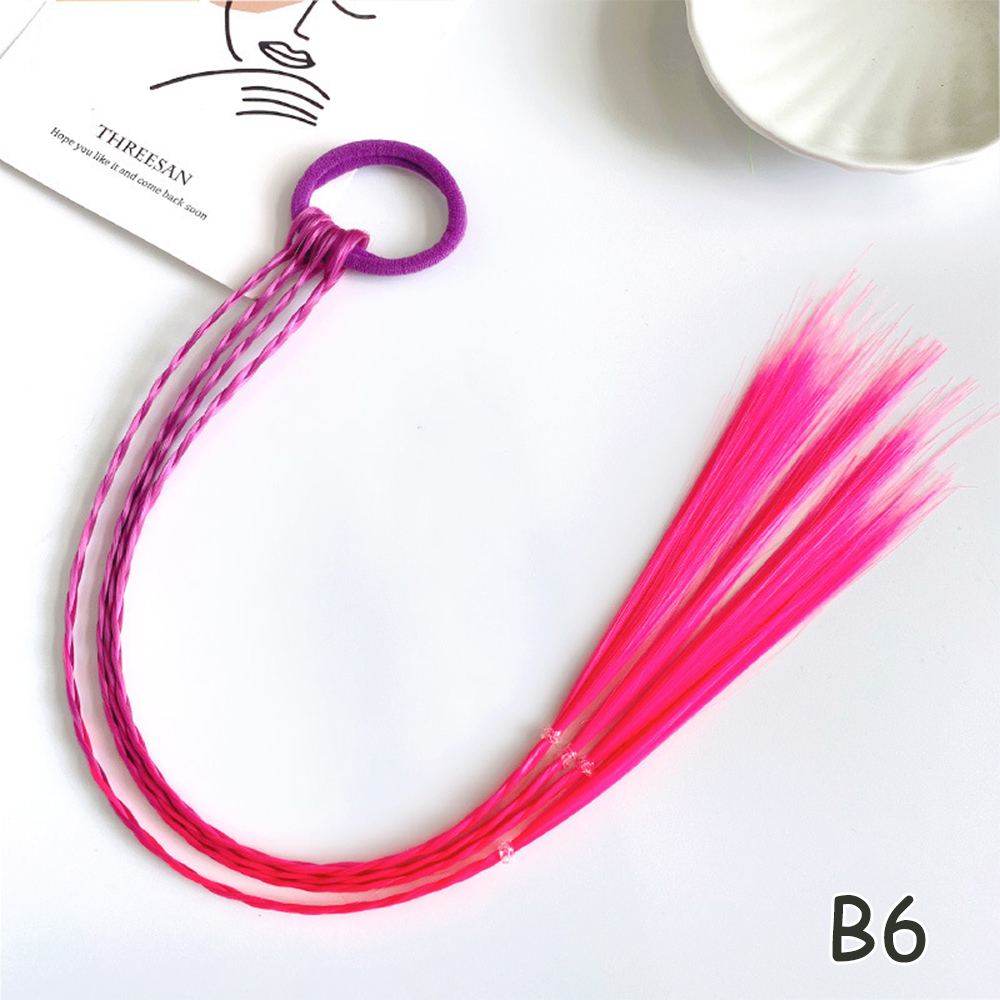 Extensiones de cabello con trenzas coloridas sintéticas con bandas de goma, coleta trenzada de arcoíris, accesorios para el cabello para niñas
