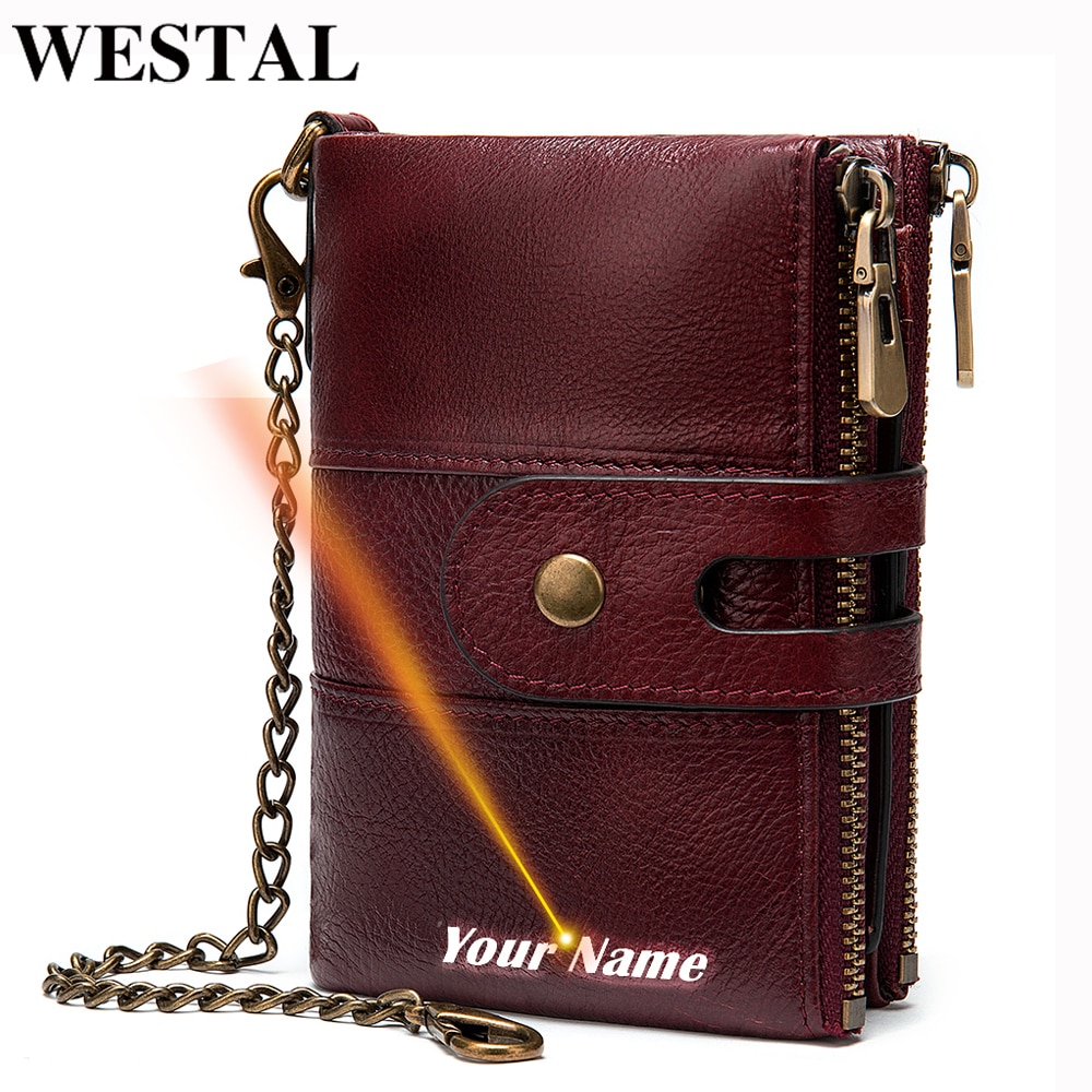 WESTAL women's leather wallet name everaging purse for women lady credit card holder femal clutch for couple wallet 859