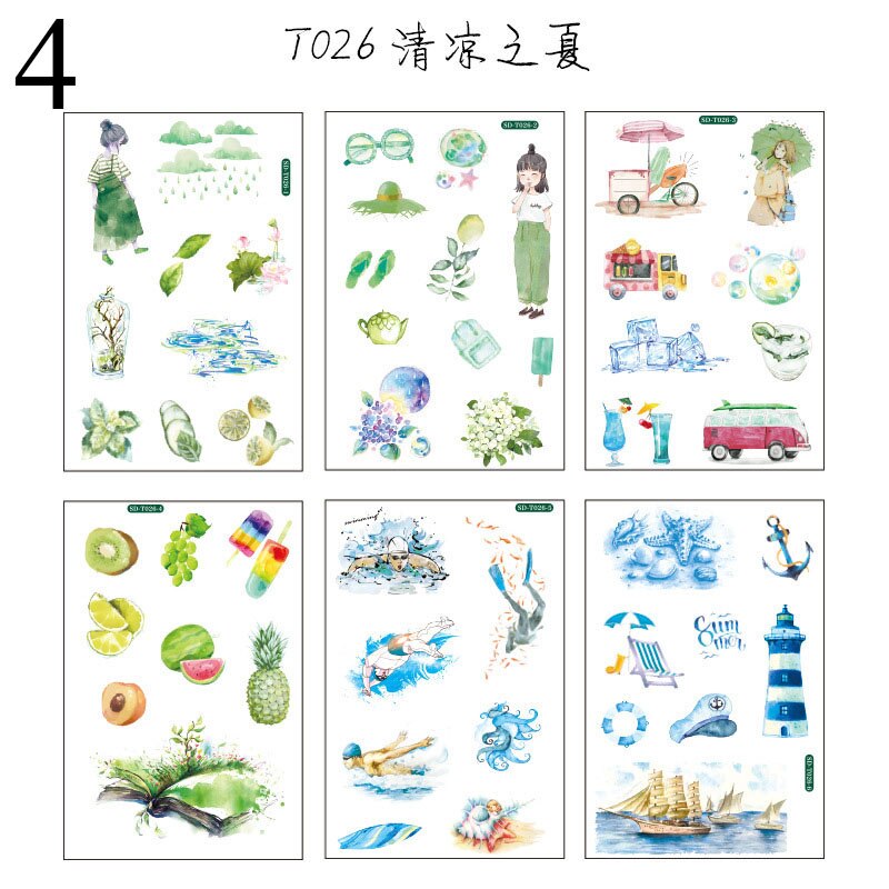 6 Sheets Kawaii Whale Stationery Sticker Cute Fruit Sticker Decorative Adhesive Sticker For DIY Diary Scrapbooking Albums: 4