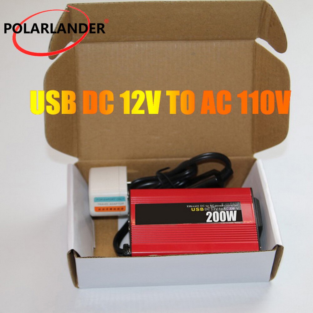 200W Car inverter 12v 220v 200w 50Hz inverter with USB Modified Sine Wave Power inverter Polarlander 12v to 220v inverter