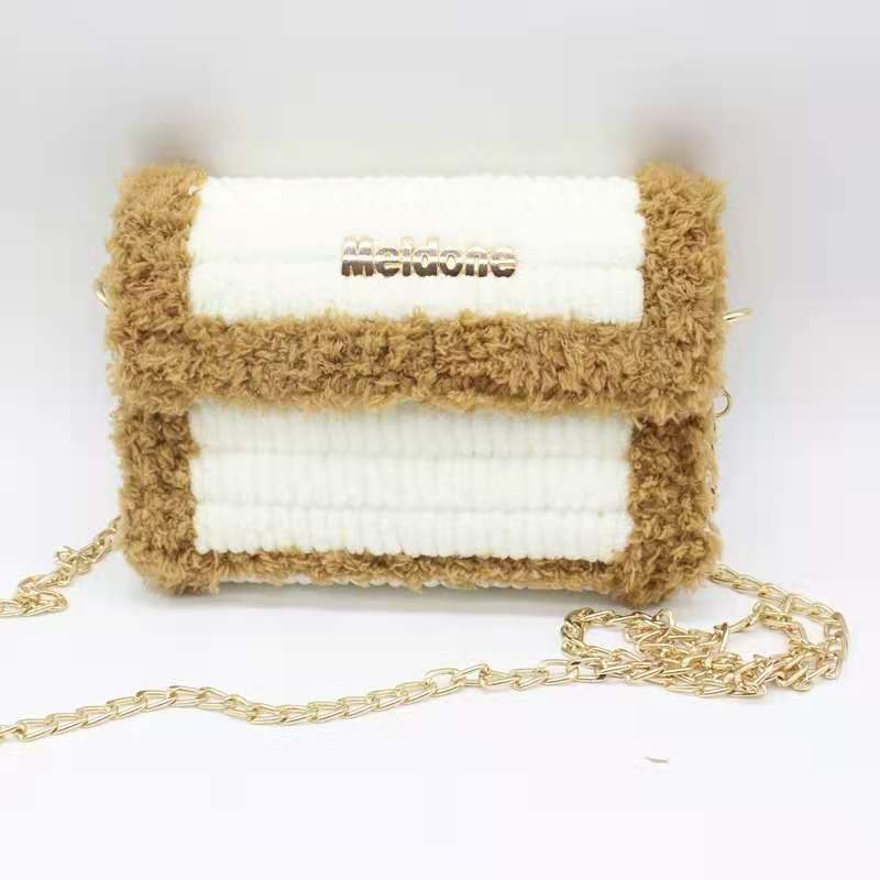 Handmade bag knitting material crochet homemade icicle wool velvet bag handmade ladies shoulder bag