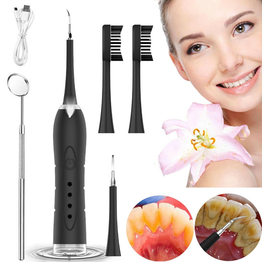 Détartreur dentaire électrique à ultrasons, pour retirer l'accumulation de tartre et blanchir les dents, hygiène buccale: Type 1 Black