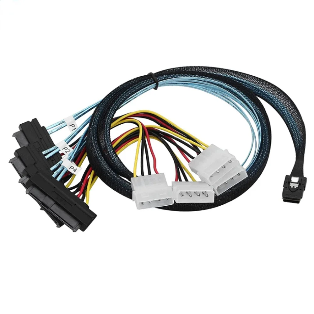 Mini SAS interno de 36 pines SFF 8087 a 4 SAS conector de alimentación de 29 pines Cable central unidad de datos de disco duro ssd Cable SFF8482