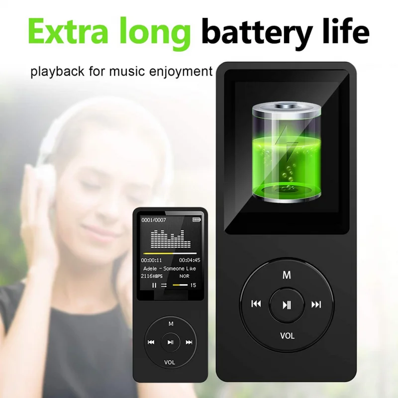 Portable MP3 Player USB Charging Record Digital Display Screen Media Lossless for Pocket Sports Running Walking Music MP4 Player