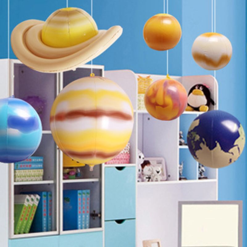 10 Pcs/Set Balloons Solar System Teaching Model Children Blow Up Inflatable Toy B36E