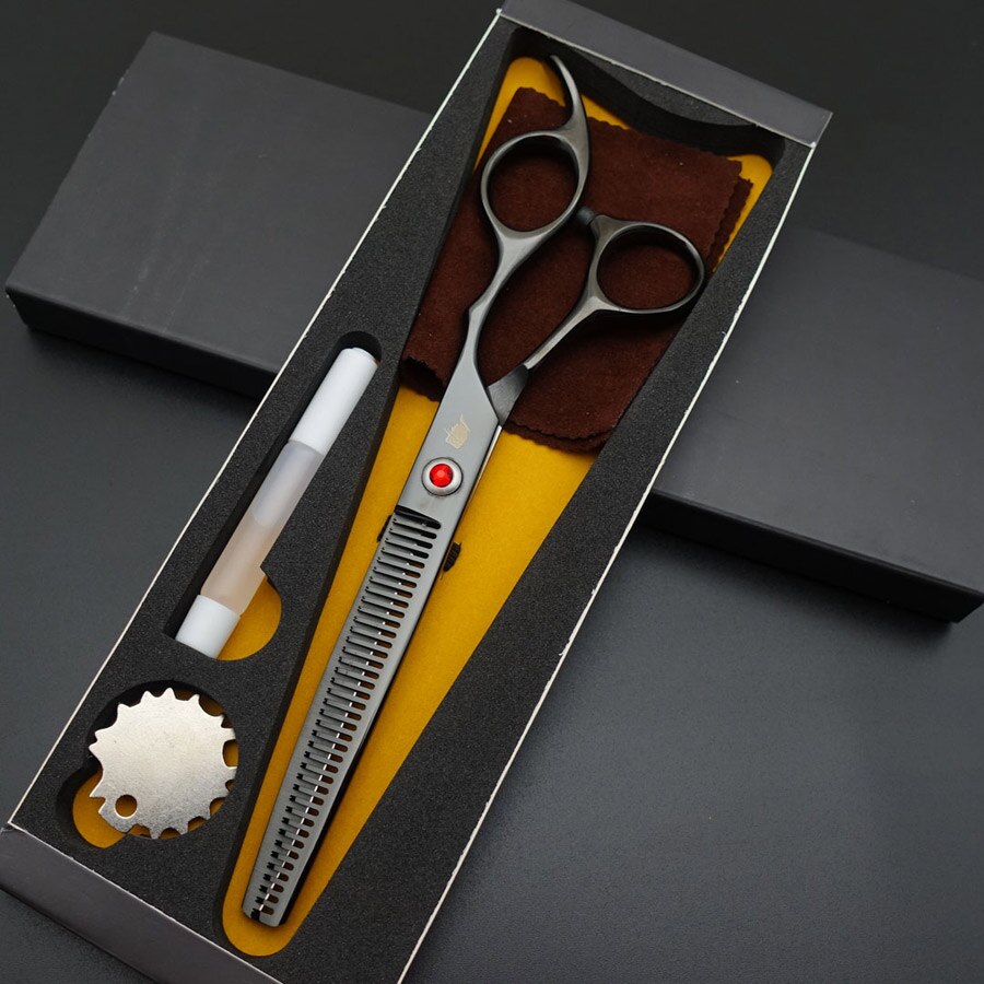 kowal CHU profesjonalne nożyczki robić włosów 7 cal przerzedzenie nożyce fryzjerskie 38 zęza pomocą 25% przerzedzenie oceń S037: czarny