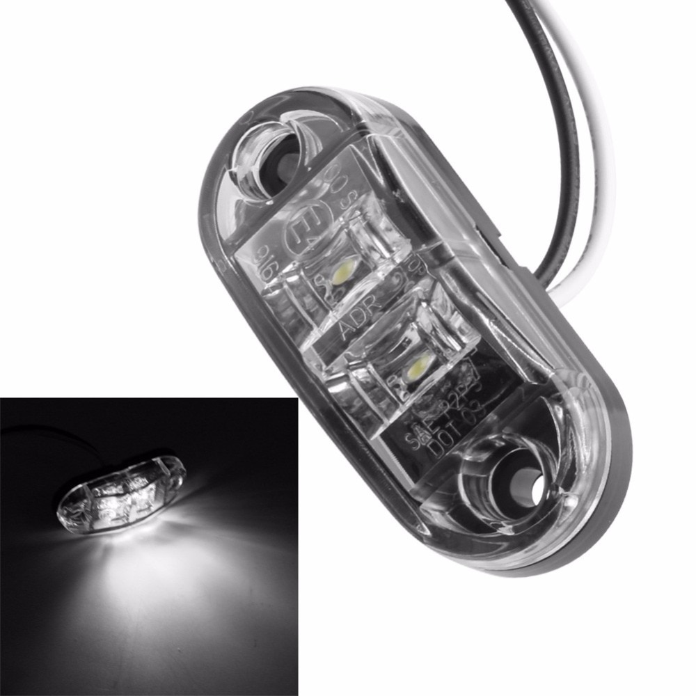 1 PC White 2LED Side Marker Clearance Light Lamp Car Truck Trailer Caravan 10-32V