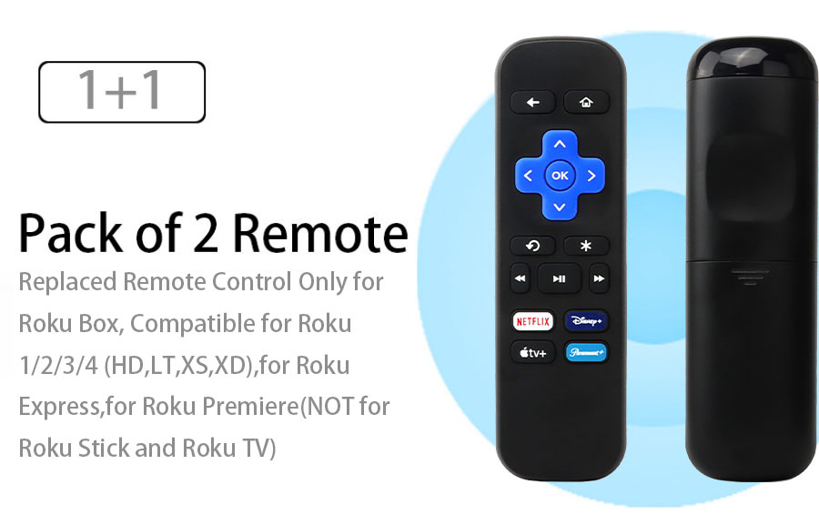 1 paire de télécommande pour décodeur Roku STB 1/2/3/4 Express Premiere Ultra, contrôleur avec bouton de raccourci, utilisation directe: Default Title