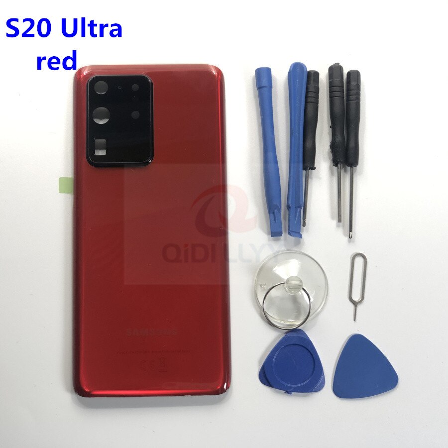 Substituição s20 ultra painel traseiro vidro da bateria traseira porta capa para samsung galaxy s20 ultra s20u g988f g988ds + ferramenta: S20 Ultra Red