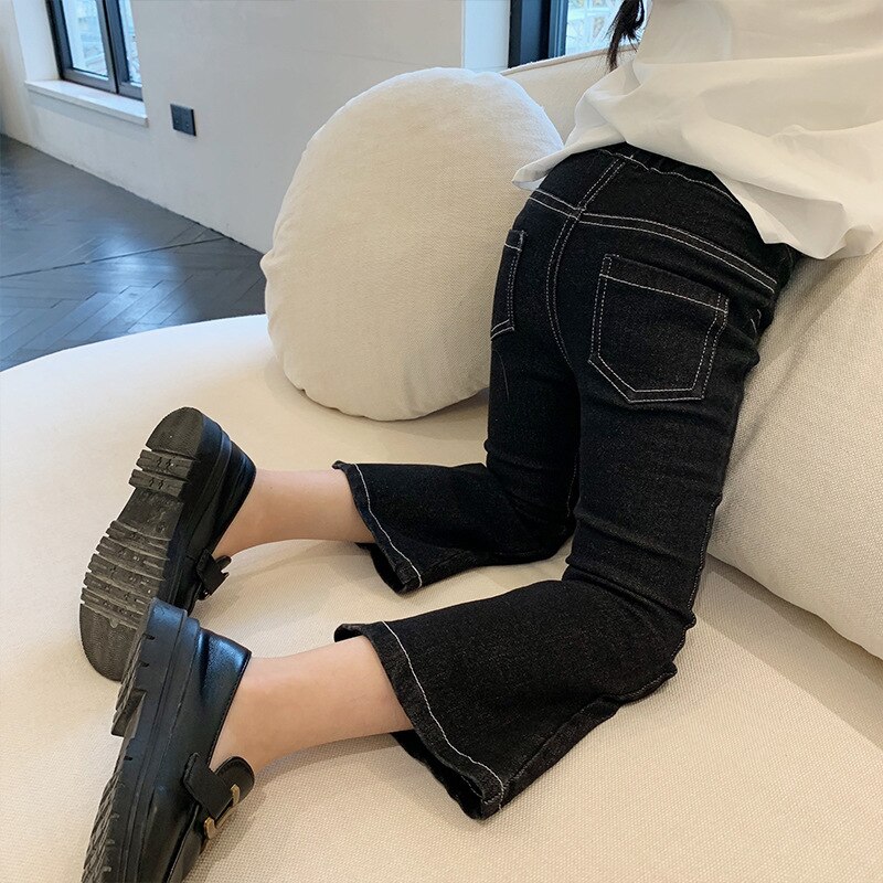 Jean coupe droite pour fille, pantalon évasé en Denim, style décontracté, couleur unie, assorti avec tout, collection printemps-automne 2022