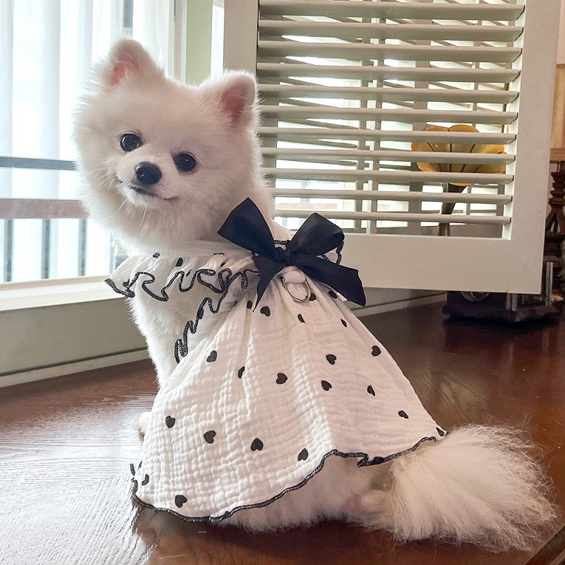 Robe rafraîchissante d'été pour chien, vêtements pour chiens, imprimé cœur, jupe pour animaux de compagnie, chaton, chiot, Chihuahua, Bichon, Yorkie, gilet pour chien pour filles