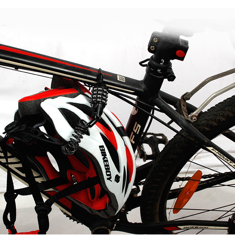 Bike Anti Theft Helmet 4 Digit Password Bicycle Lock For Scooter Motorcycles Cycling Safety Portable MTB Spring Cable Locks