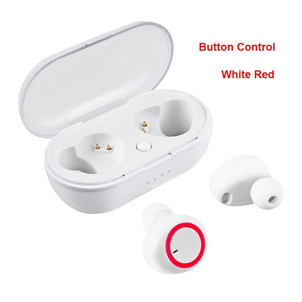 kebidu Wireless Earbuds TWS Bluetooth 5.0 Earphone Stereo Waterproof Sport Earphones for Phone Handsfree Gaming Headset with Mic: A White Red