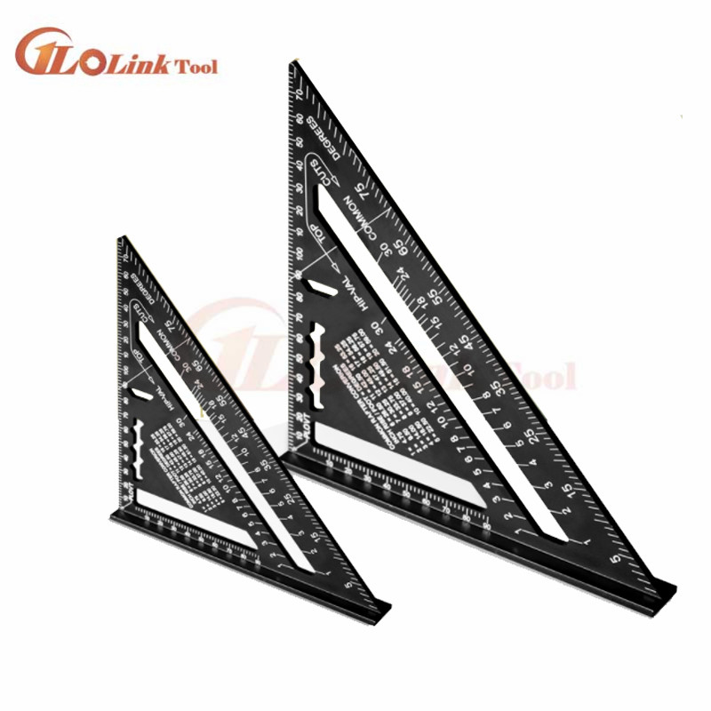 Angle Ruler 7/12 inch Metric Aluminum Alloy Triangular Measuring Ruler Woodwork Speed Square Triangle Angle Protractor Measuring