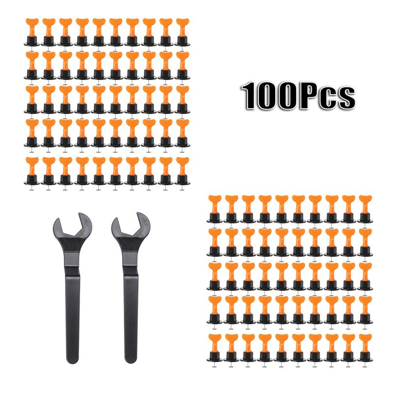 100Pcs Flat Ceramic Floor Wall Construction Tools Reusable Tile Leveling System Level Wedges Alignment Kittile Kit For Tile