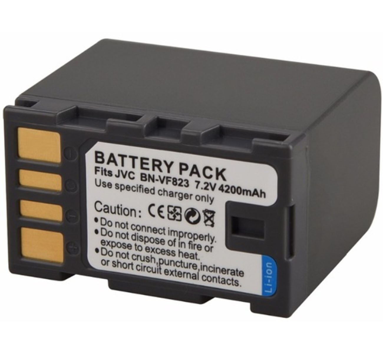 Paquete de baterías para JVC GY-HM70, GY-HM70E, GY-HM100, HM100E, GY-HM150, HM150E, GY-HM170, HM170E, GY-HM180, GY-HM180E videocámara: 1x BN-VF823 Battery
